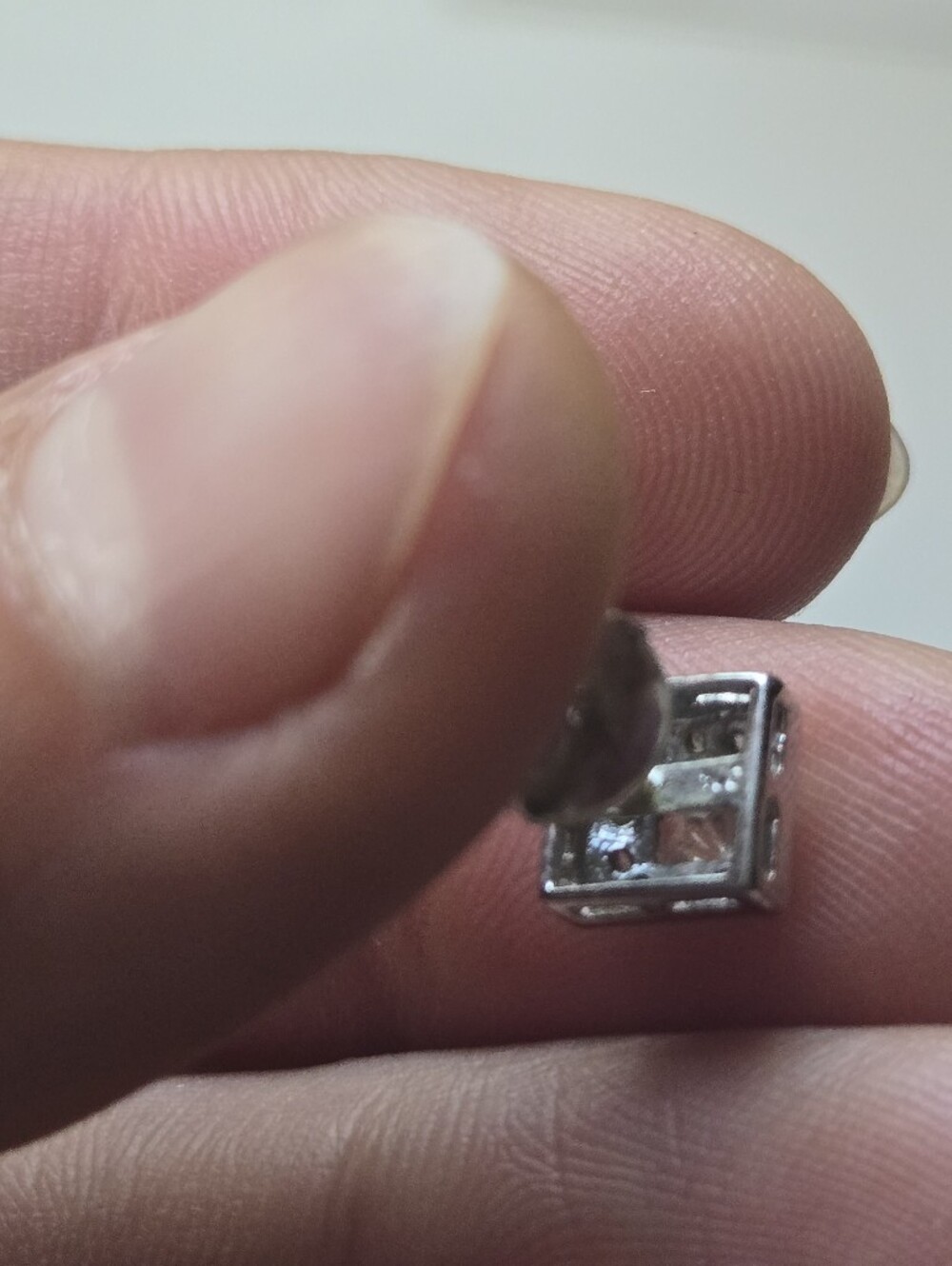 Sterling Princess Cut Stud Earrings - Picture 3 of 4